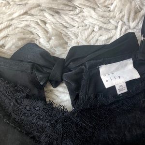 Black Silky Lace-Trimmed Jumpsuit